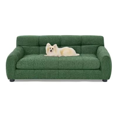Modern Linen Pet Sofa with Backrest and Armrests for Small Medium Dogs