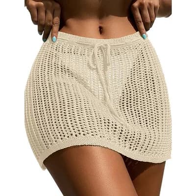 Women's Crochet Mini Skirt with Lace Openwork Detail