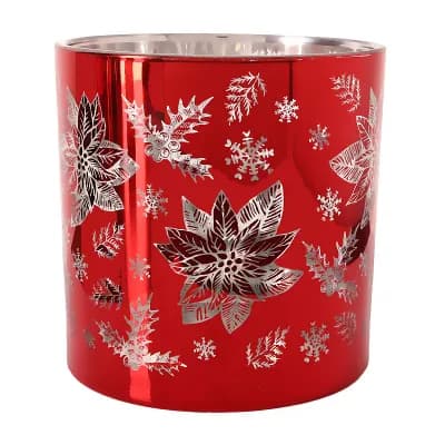 Red Poinsettia Large Votive Candle Holder