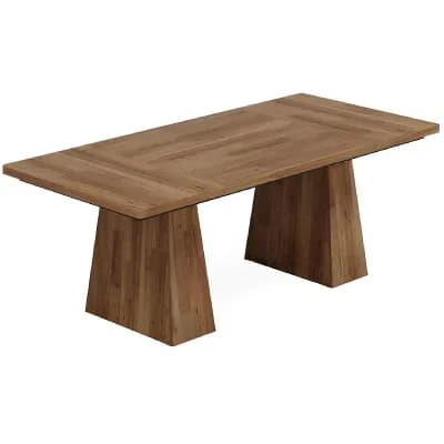Modern Executive Desk with Double Pedestal Base, Solid Wood, and Large Workspace - Brown, Black