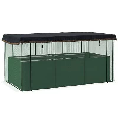 Raised Vegetable Garden Bed with Bird Netting Enclosure and Shade Cloth