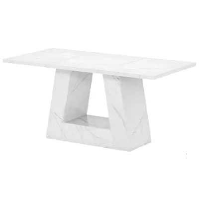 Faux Marble Dining Table for 6, Modern Rectangular Kitchen Table