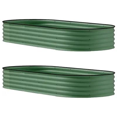 Set of 2 Galvanized Steel Raised Garden Beds for Backyard Vegetable Garden
