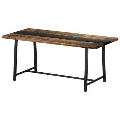 Industrial-Style Wood and Steel Dining Table Seats 6-8 Home or Office Us