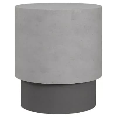 Grey Concrete Look End Table, Small Modern Accent Table for Patio or Living Room