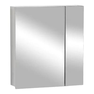 Stainless Steel Mirrored Cabinet with Shelves, Bathroom Storage Organizer - Silver