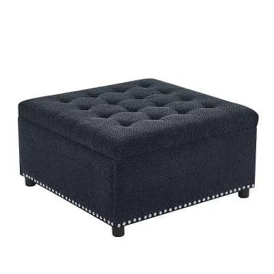 Tufted Storage Ottoman with Nailhead Trim