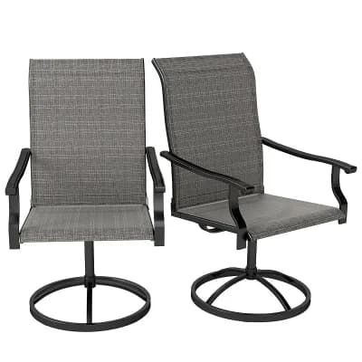 Set of 2 Patio Swivel Chairs with 360 Degree Rotation, High Back and Curved Seat