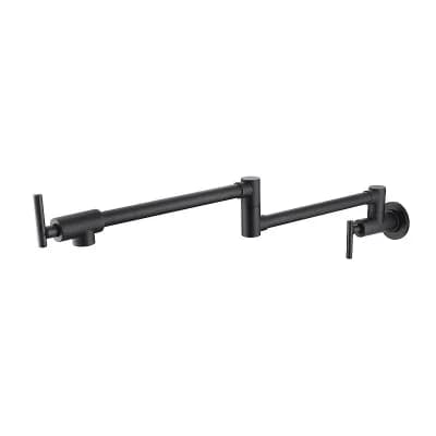 Kitchen Wall Pot Filler with Dual Handles, Swivel Spout, and Space-Saving Retractable Design