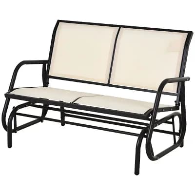 Outdoor Double Seat Glider Rocking Bench Sling Fabric Patio Seating