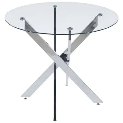 Modern Expandable Dining Table with Tempered Glass Top and Metal Base