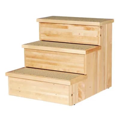 3-Step Wooden Pet Stairs with Storage & Non-Slip Pads