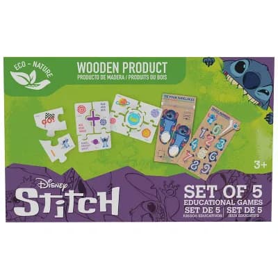 Disney's Stitch 5 pc Educational Games Wooden Puzzle Set