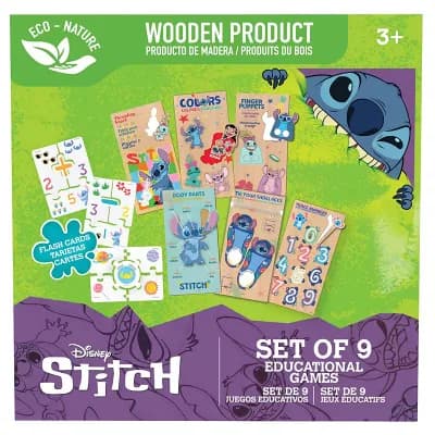 Disney's Stitch 9 pc Educational Games Wooden Puzzle Set