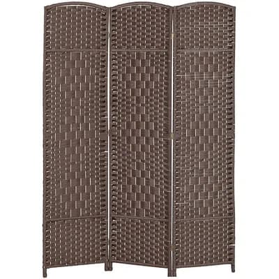 Three-Panel Folding Room Divider with Arch Top for Bedroom or Office