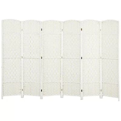 Folding 6 Panel Privacy Screen Room Divider with Pine Wood Frame