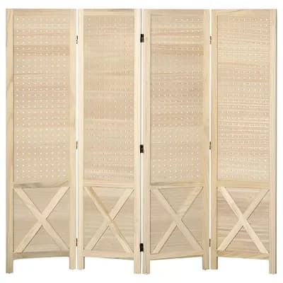 Adjustable Folding Room Divider with Pegboard Storage and Space-Saving Design
