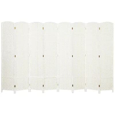 Folding 8 Panel Privacy Screen Room Divider with Pine Wood Frame