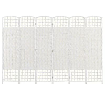 Six-Panel Folding Room Divider with Diamond Woven Paper Panels for Living Rooms