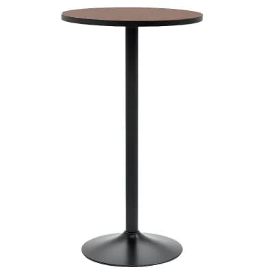 Compact Standing Table with Rustic Wood Top and Rust-Resistant Frame