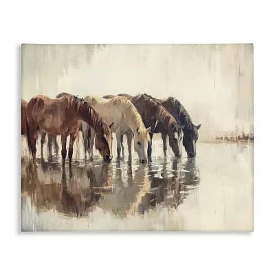 Stupell Home Decor Herd Of Horses Drinking Canvas Wall Art