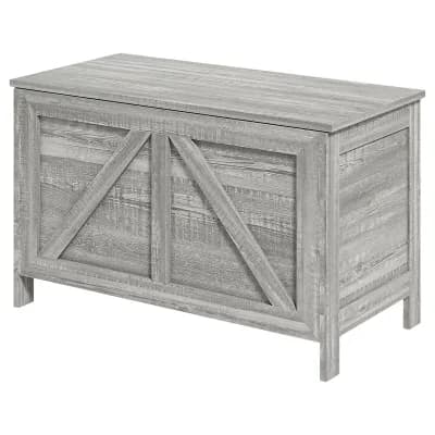 Flip-Top Wooden Storage Cabinet with Rustic Farmhouse Design for Entryway or Bedroom - Grey