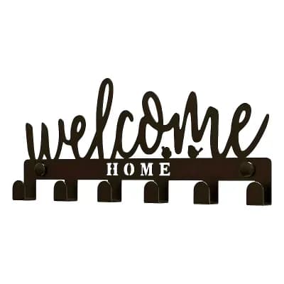 WELCOME Wall Key Holder with 8 Hooks Metal Entryway Key Organizer Rack