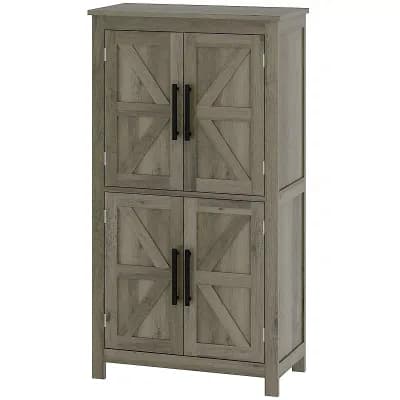 Farmhouse Bathroom Floor Cabinet with Barn Doors and Adjustable Shelves