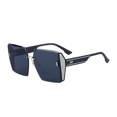 Rectangular Rimless Chamfering Sunglasses Shiny Decorations Trendy Sun Glasses UV Protection