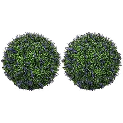 Set of 2 Artificial Topiary Balls for Table, Shelf, Patio, or Garden Decor
