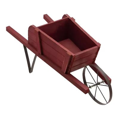 Wooden Wagon Planter with Wheels Farmhouse Flower Cart Box for Porch Patio