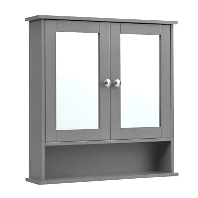 Double Door Wall Cabinet with Mirrors and Adjustable Shelf for Bathroom