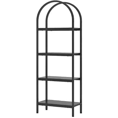 Industrial 4 Shelf Bookcase with Open Display Shelves and Metal Frame