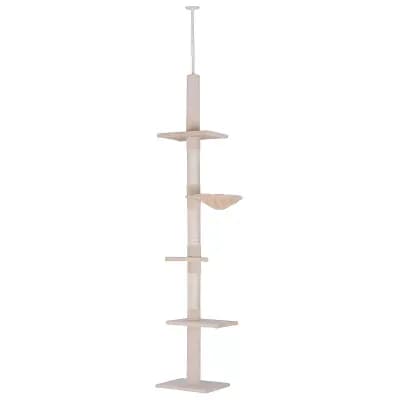 Multi-Level Cat Tree with Soft Plush Platforms, Adjustable Floor-to-Ceiling Design
