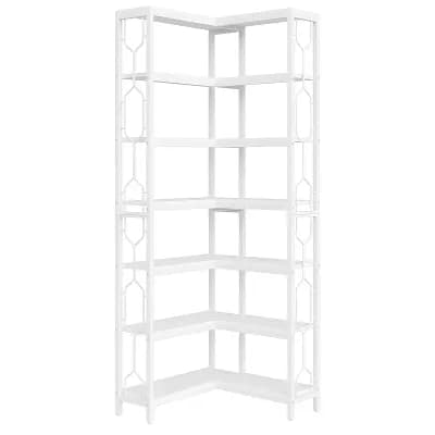 Industrial Corner Bookcase with 7 Open Shelves for Books, DVDs, Toys, and Decor