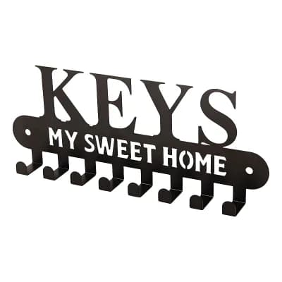 Sweet Home Wall Key Holder with 8 Hooks Metal Entryway Key Organizer Rack