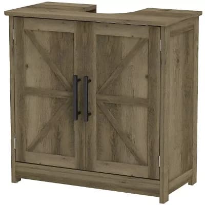 Pedestal Sink Bathroom Storage Cabinet with U-Shaped Cutout and Interior Shelf