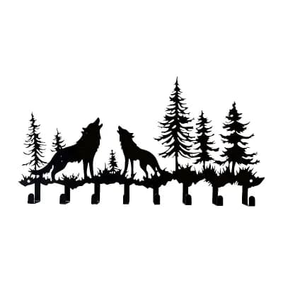 Wolf Wall Key Holder with 8 Hooks Metal Entryway Key and Hat Organizer