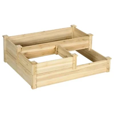 Stair-Step Raised Wood Garden Bed for Vegetables, Herbs, and Flowers