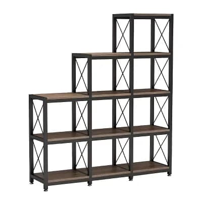 Ladder-Style 9-Shelf Bookcase for Living Room, Home Office, or Dorm Room