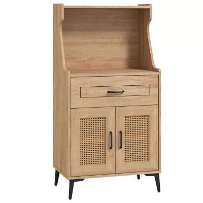 Farmhouse Coffee Bar Station with Pegboard, Cabinet and Storage Drawer