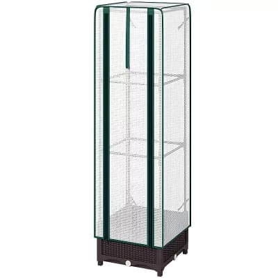 Raised Garden Bed with Trellis and Greenhouse Cover, Self Watering Planter
