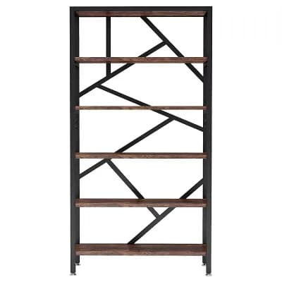 Industrial Modern 6 tier Bookshelf for Vertical Storage, Books, Plants, and Home Organization