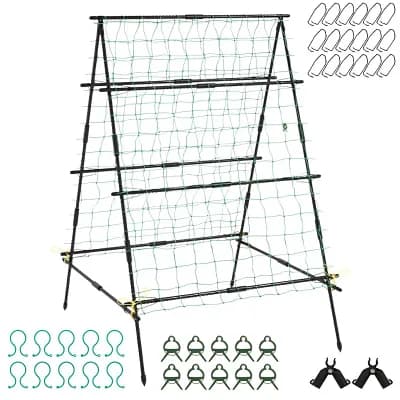 A-Frame Garden Trellis with Netting for Climbing Vegetables and Flowers
