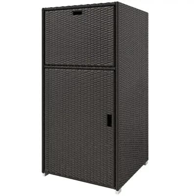 Rattan Storage Cabinet with Drawer and Magnet Door for Patio or Bathroom