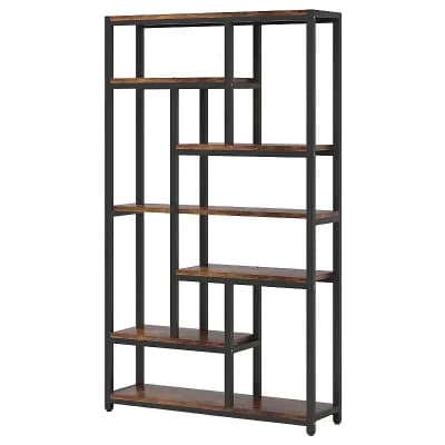 Industrial 10 tier Open Bookcase for Living Room, Bedroom, Office, or Apartment