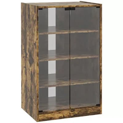 Media Tower Cabinet with Glass Door and Cable Management