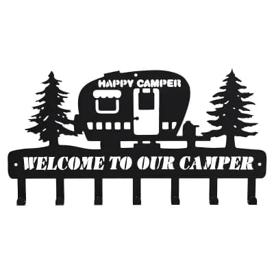 Camper Wall Key Holder with 7 Hooks Metal Entryway Key and Hat Organizer