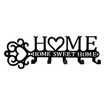 5-Hook Metal Wall Rack with Heart Design for Keys Coats Bags