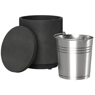 Multifunctional Concrete Side Table with Ice Bucket for Garden or Deck